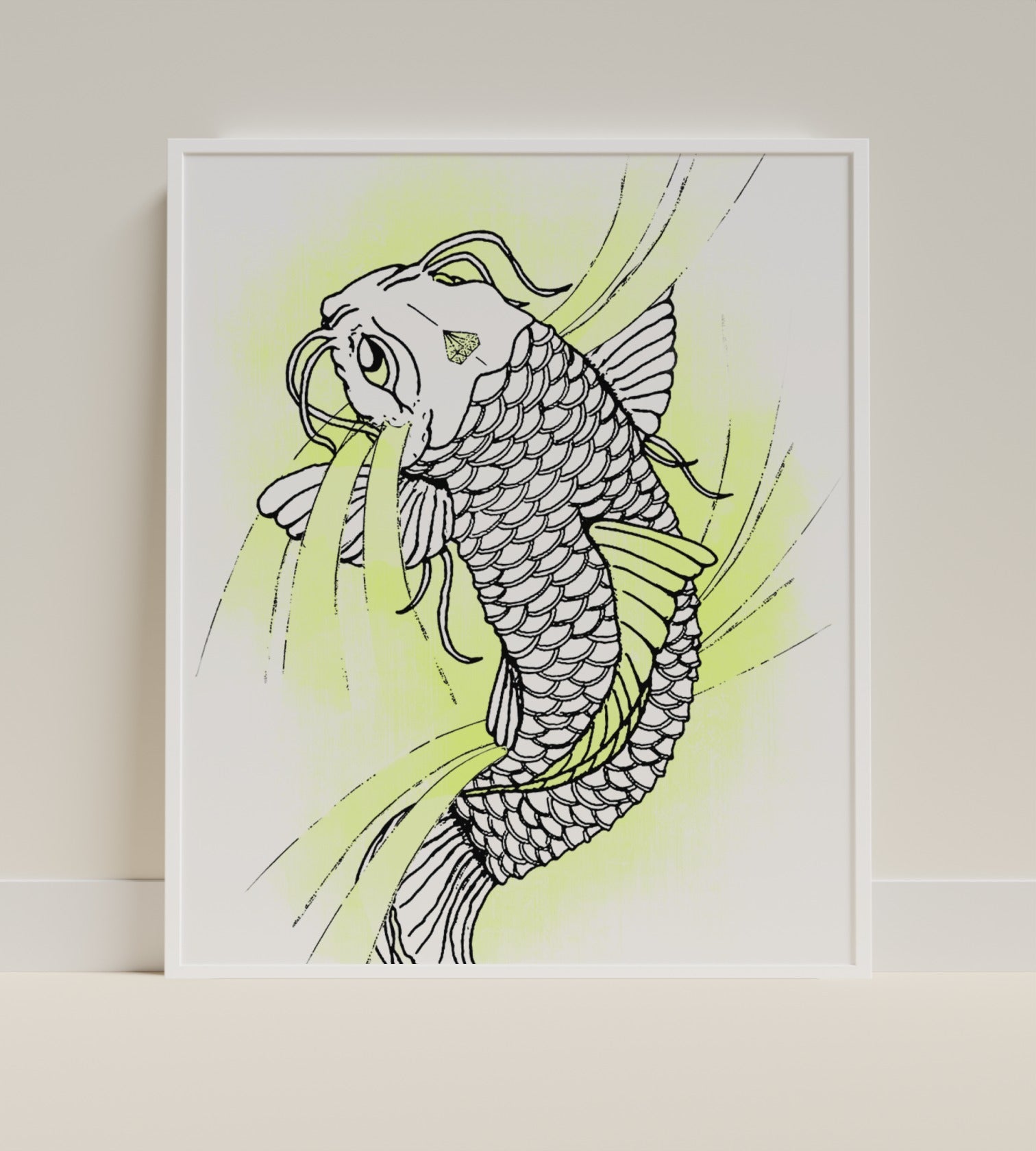 Artistic Koi Fish Illustration Wall Art Print Decor