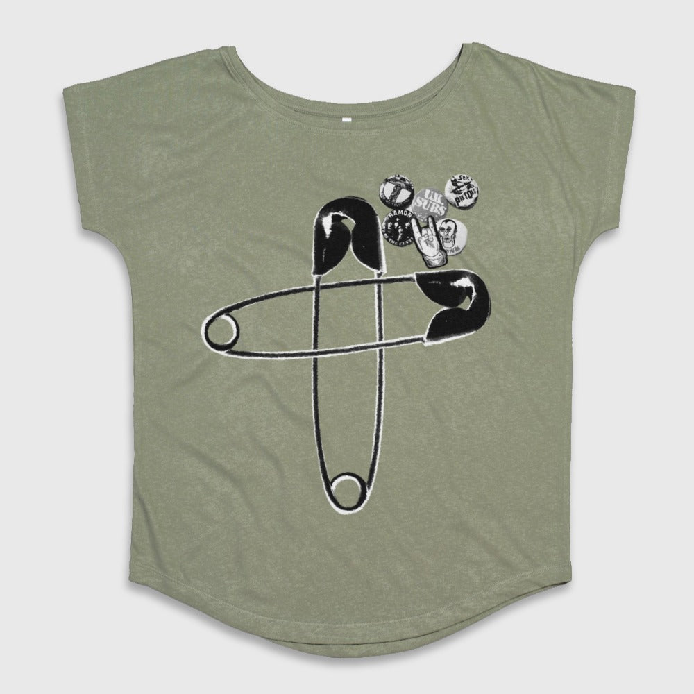 Stylish Graphic Tee with Safety Pin Design T-shirt