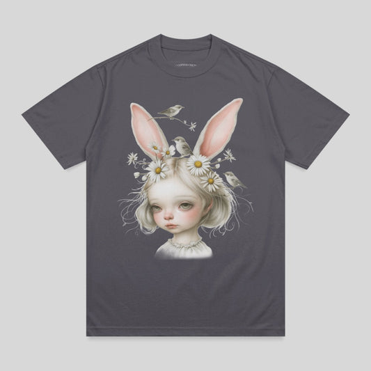 Whimsical Girl Bunny Ears Floral Crown Birds Artwork product type