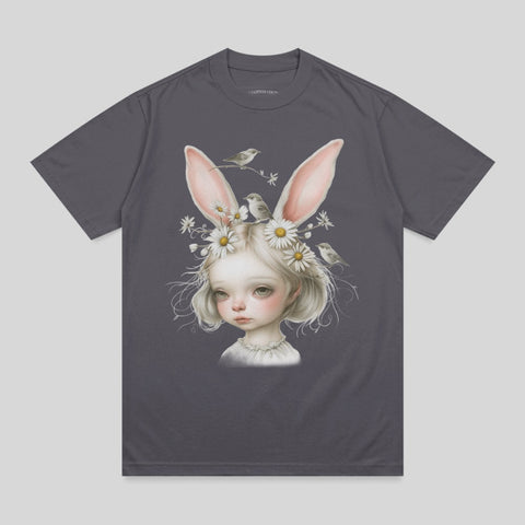 Whimsical Girl Bunny Ears Floral Crown Birds Artwork product type