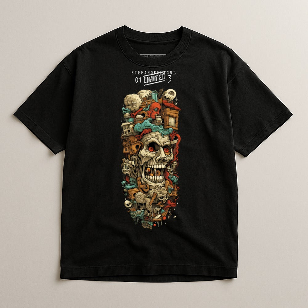 Graphic T-Shirt with Unique Skeleton Skull Design