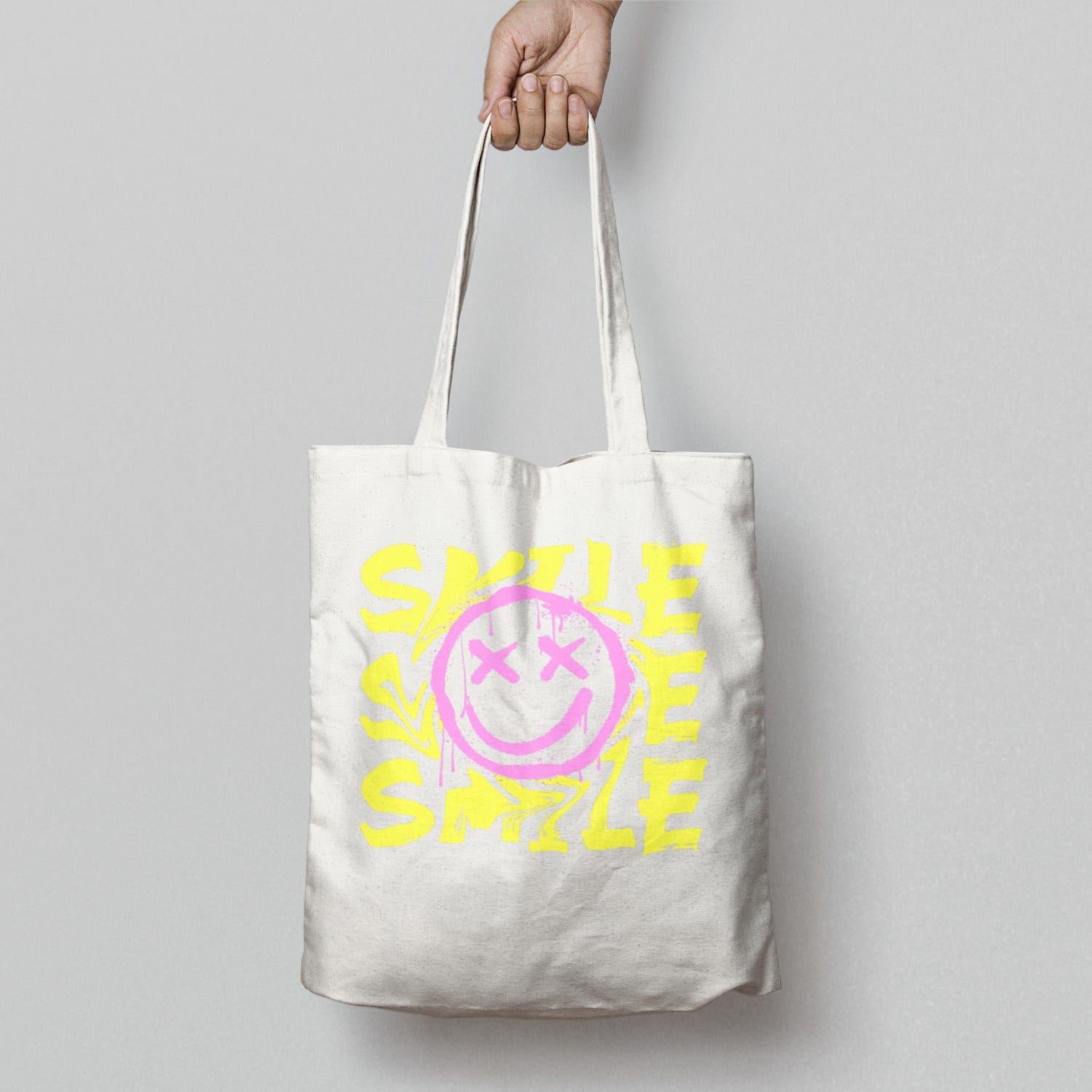 SMILE SMILE SMILE Printed Tote Bag Carryall
