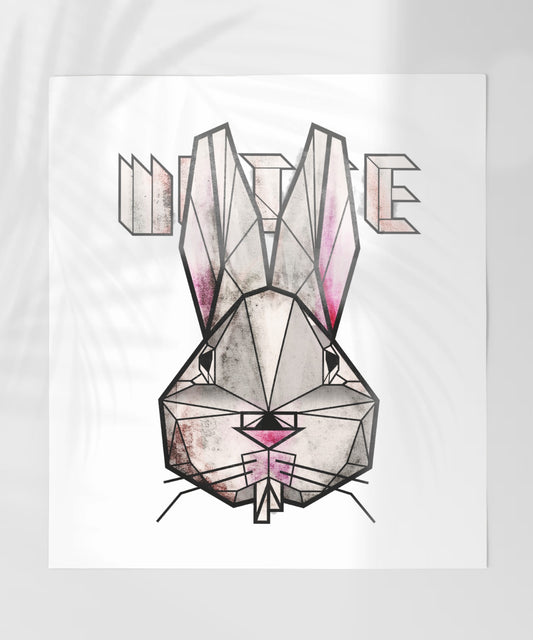 Geometric Bunny with Pink Accents Poster
