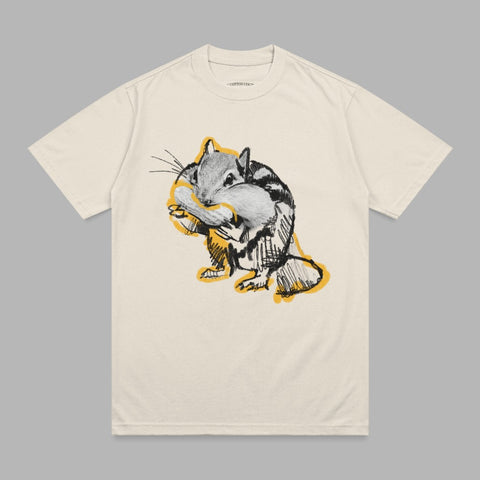Chipmunk Full Cheeks Sketch Art Yellow Outline T-Shirt product type