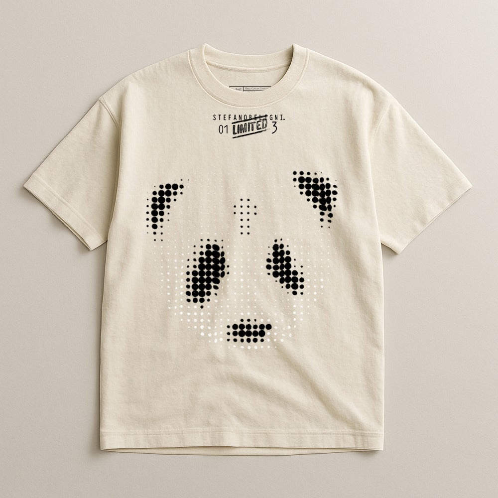 Graphic Panda Face White Short Sleeve T-shirt