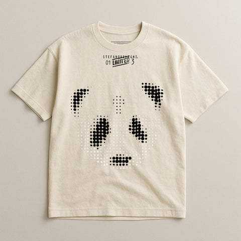 Graphic Panda Face White Short Sleeve T-shirt