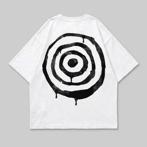 Abstract Ink Circles White T-shirt Drip Effect product type