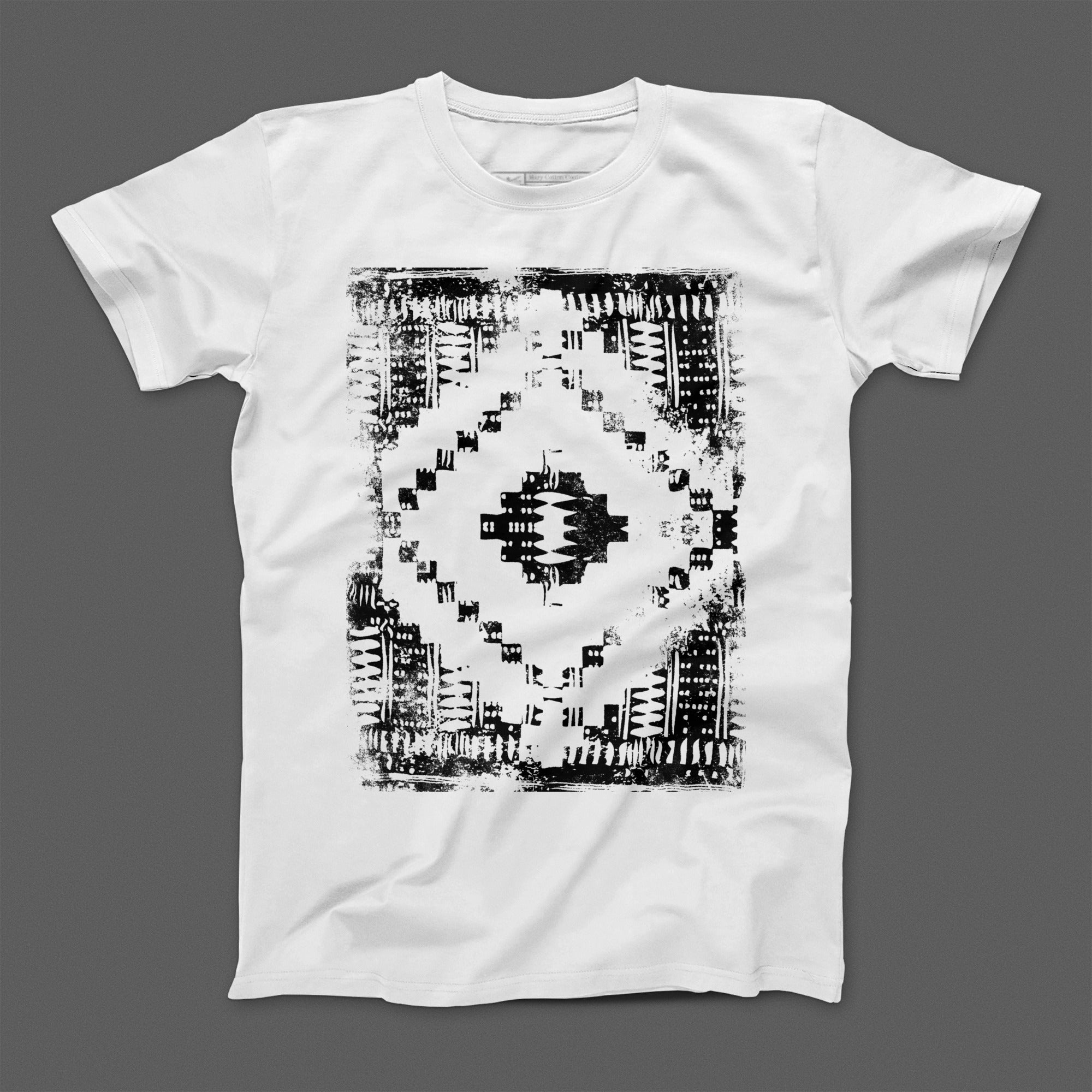 Geometric Pattern Black and White Graphic Tee Shirt