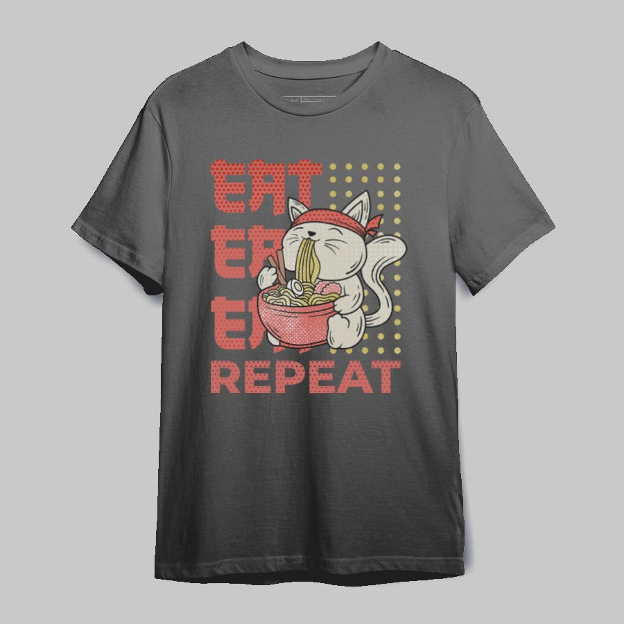 Eat Eat Eat Repeat Cute Ramen Eating Cat T-Shirt