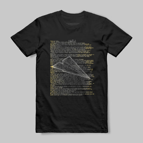 Unique Graphic Tee with Artistic Design and Text