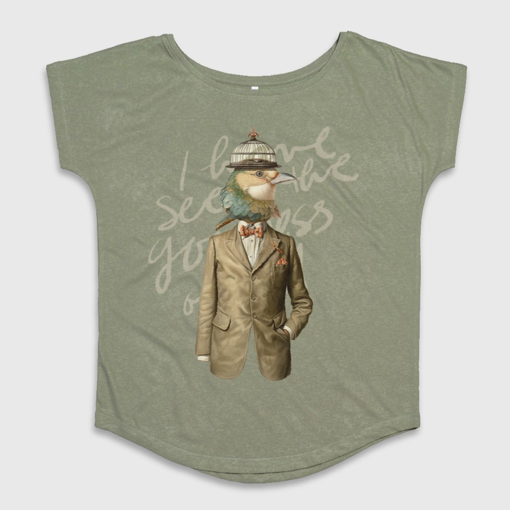 Unique Bird with Suit Graphic Print T-shirt