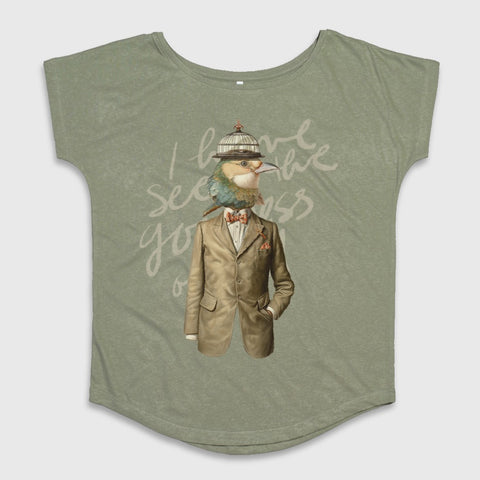Unique Bird with Suit Graphic Print T-shirt