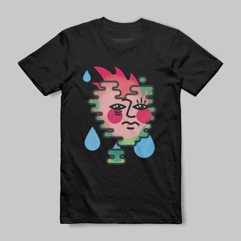 Vibrant Puzzle Face Graphic Design T-Shirt