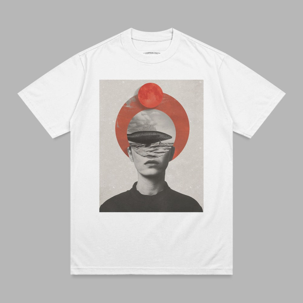Surreal Ocean Head Fish Circle Graphic Modern product type