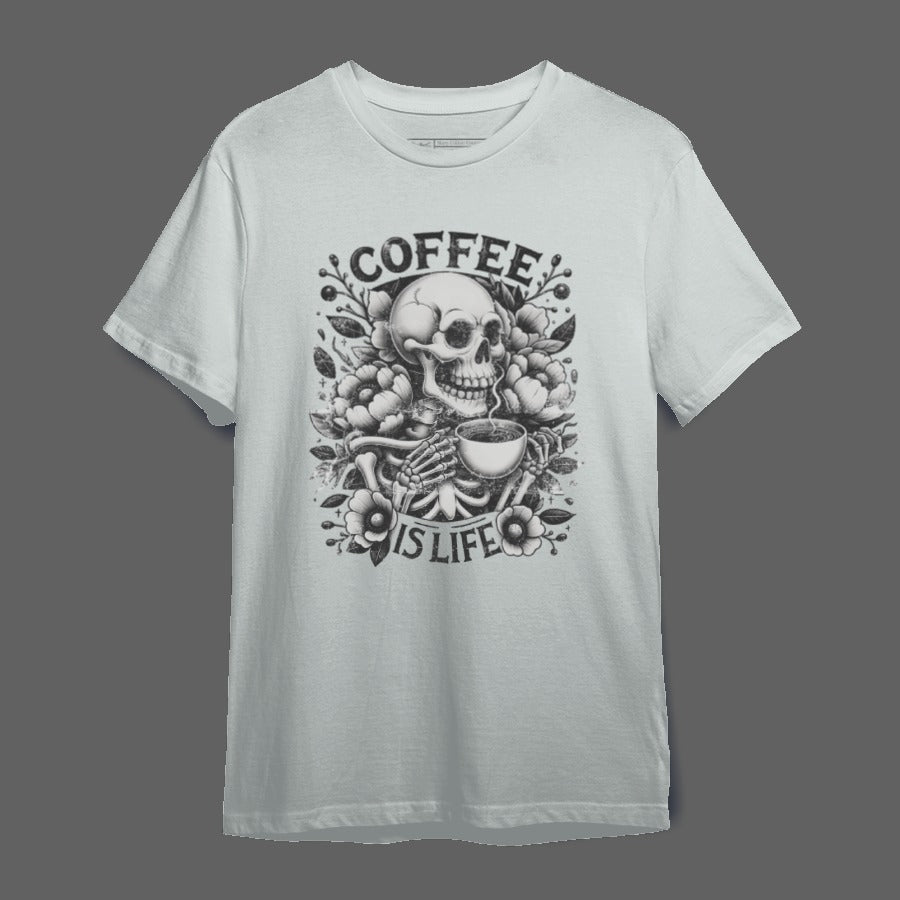Coffee Is Life Skeleton Graphic T-shirt