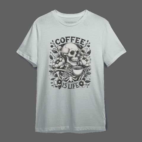 Coffee Is Life Skeleton Graphic T-shirt