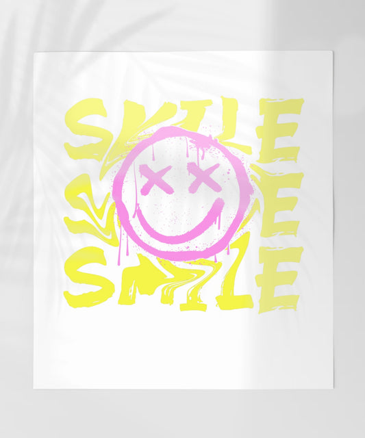 Smile Smile Pink and Yellow Art Print Poster Decor