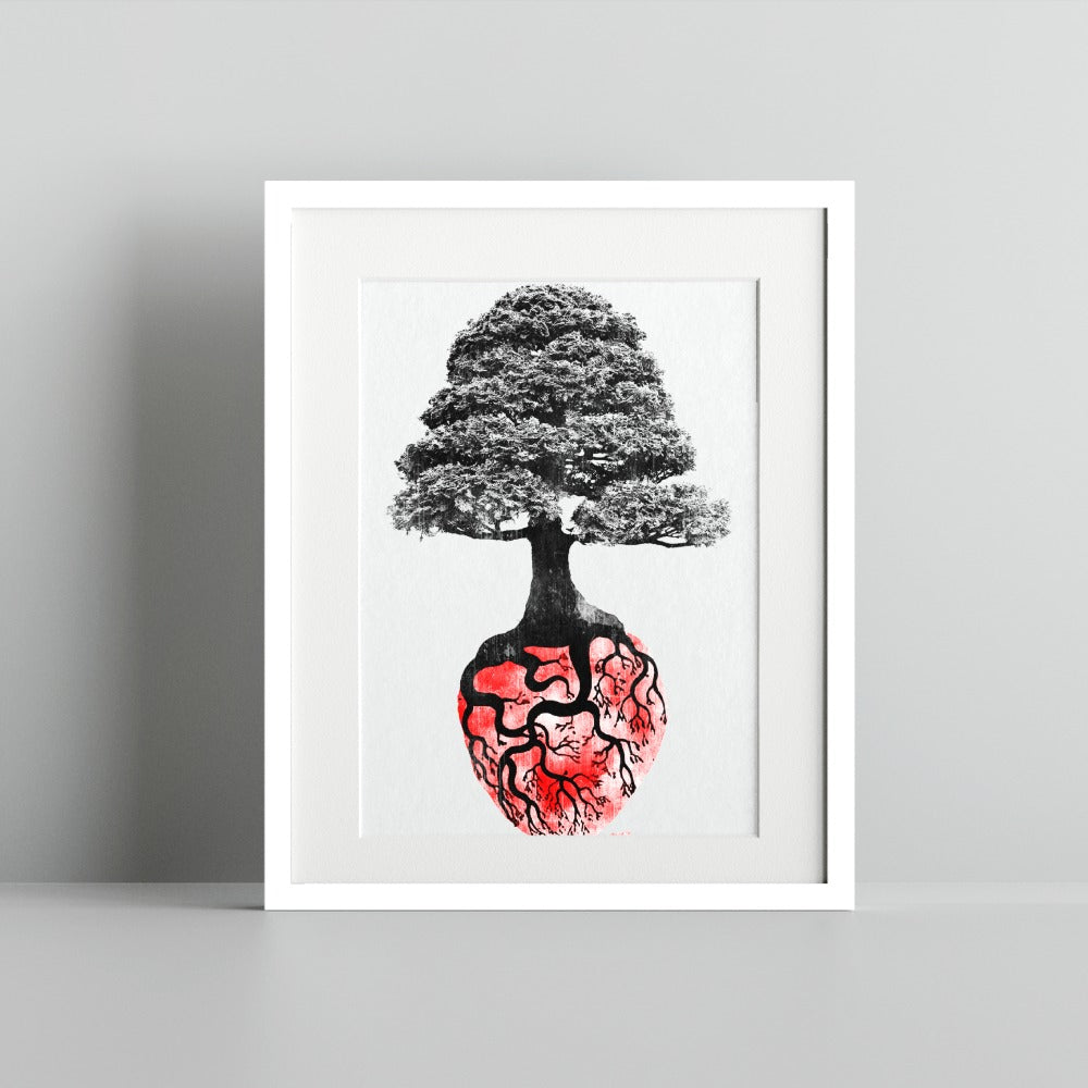 Unique Tree and Heart Artistic Wall Art Print
