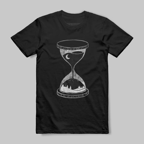 Hourglass Night Scene Graphic Black T-shirt