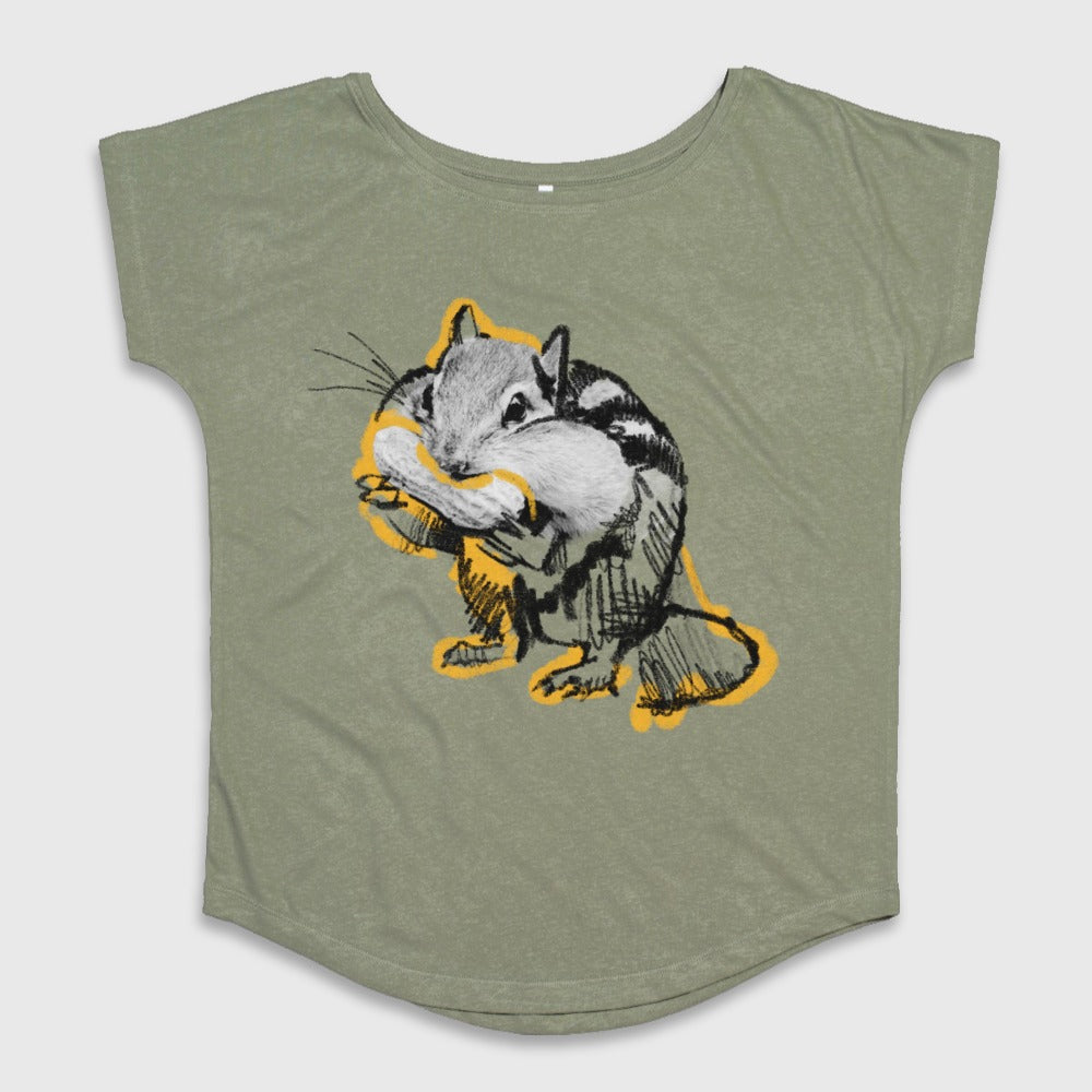 Cute Chipmunk Eating Graphic Women's T-Shirt
