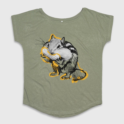Cute Chipmunk Eating Graphic Women's T-Shirt