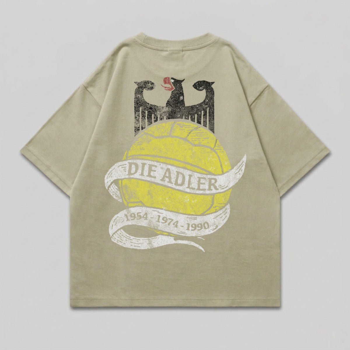 T-shirt with eagle graphic and yellow banner reading "DIE ADLER 1954-1974-1990".