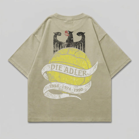 T-shirt with eagle graphic and yellow banner reading "DIE ADLER 1954-1974-1990".