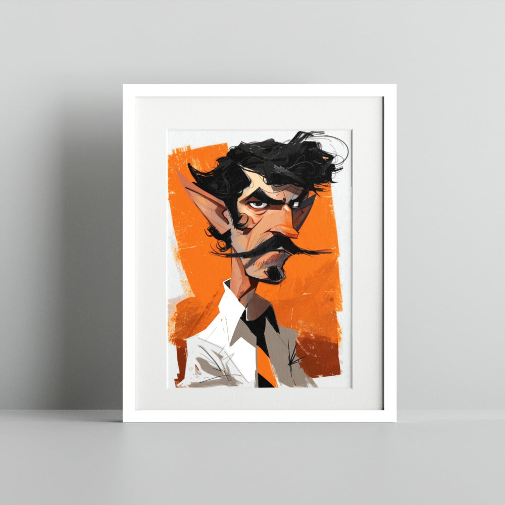 Abstract Character Art Print with Orange Accent