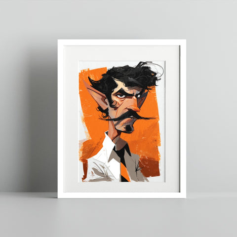 Abstract Character Art Print with Orange Accent