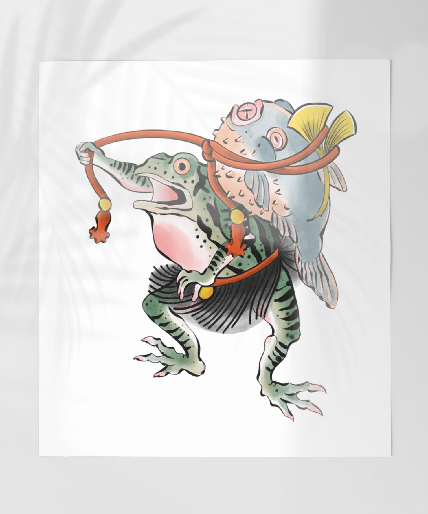 Whimsical Frog Carrying Fish Artwork Print