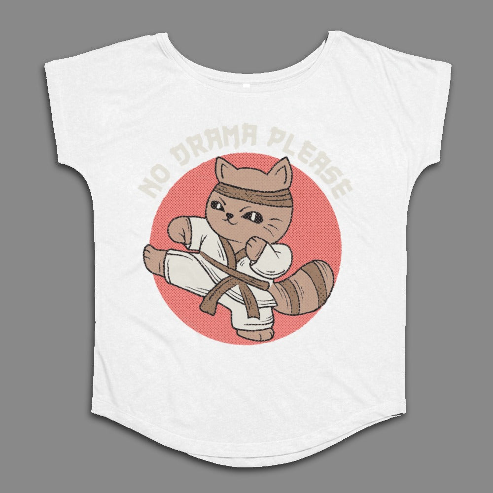 No Drama Please Karate Cat Graphic T-shirt