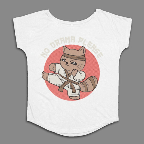 No Drama Please Karate Cat Graphic T-shirt