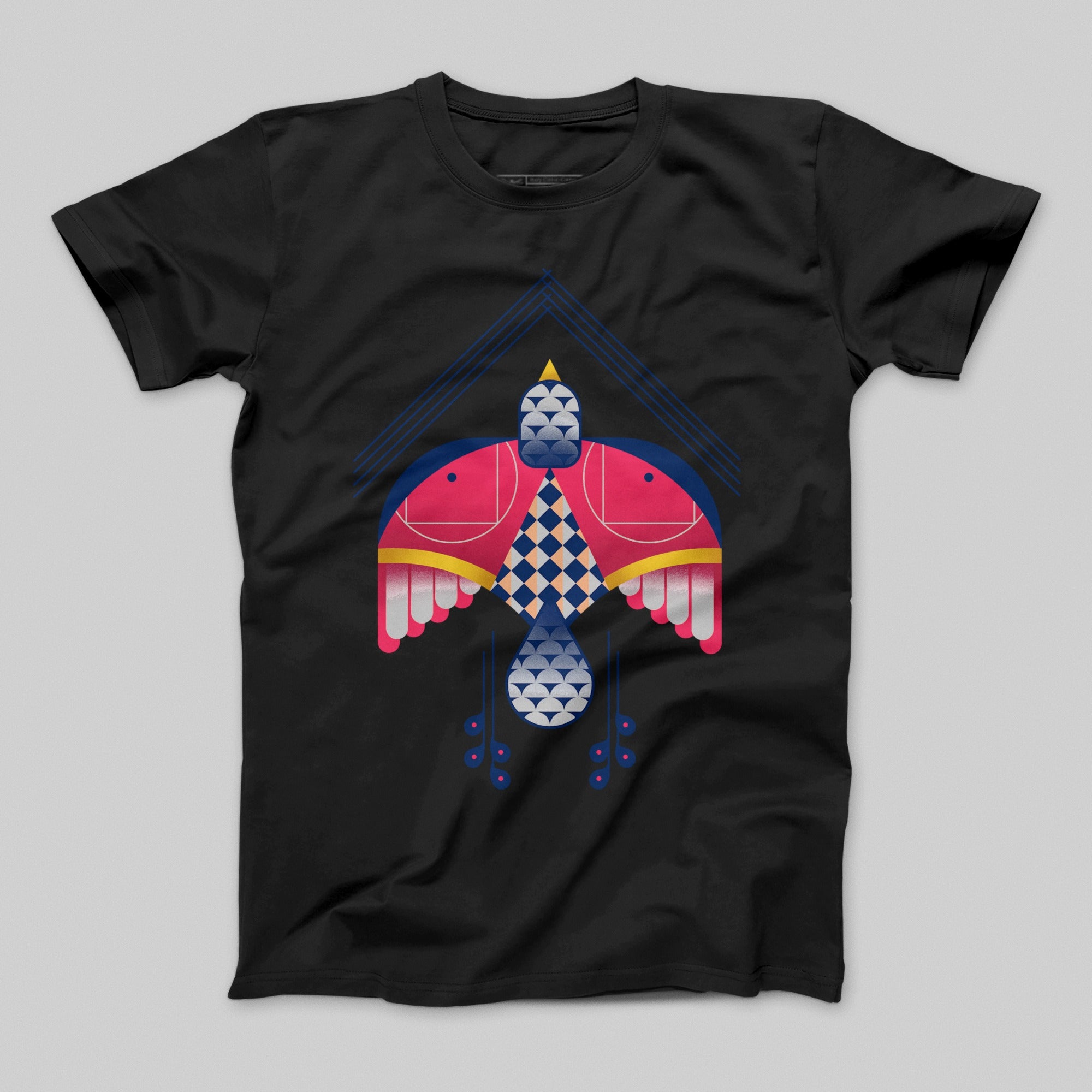 Colorful Abstract Geometric Bird Design T-shirt