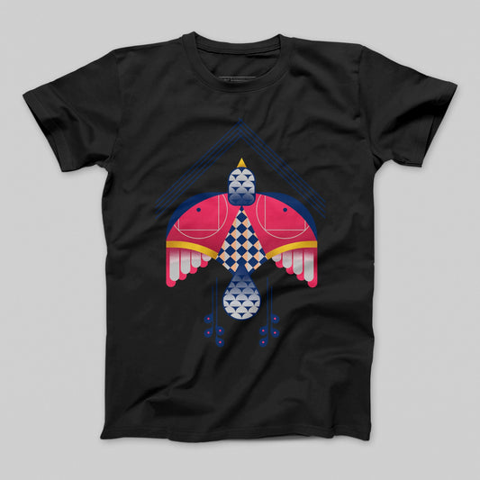 Colorful Abstract Geometric Bird Design T-shirt