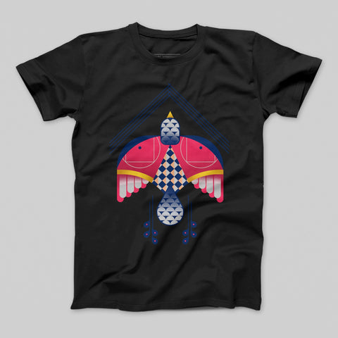 Colorful Abstract Geometric Bird Design T-shirt
