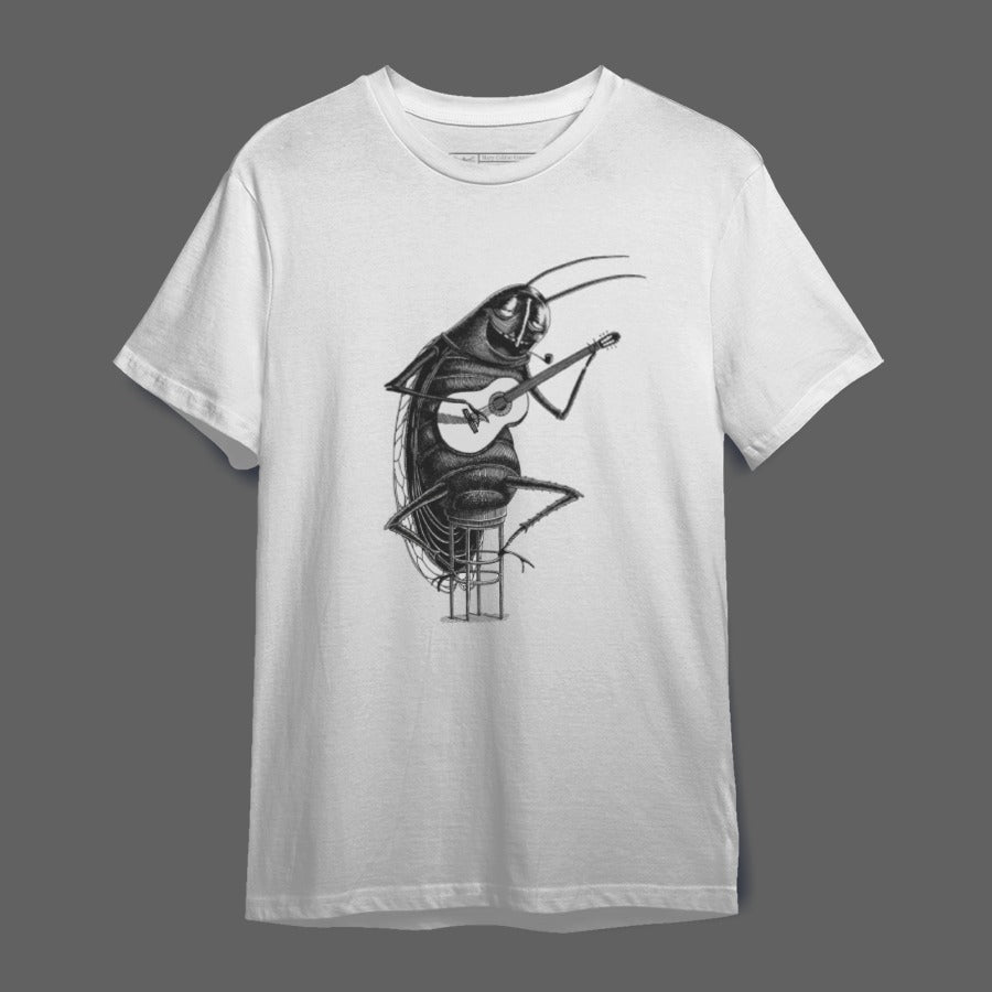 Unique Insect Guitarist Design Short Sleeve T-Shirt
