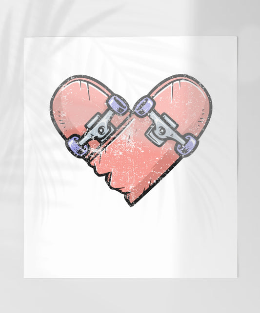 Skateboard Heart Broken Printable Wall Art Poster