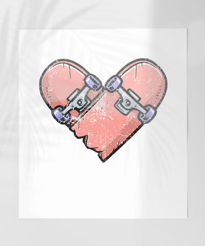 Skateboard Heart Broken Printable Wall Art Poster