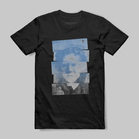 Artistic Fragmented Face Design Black T-shirt