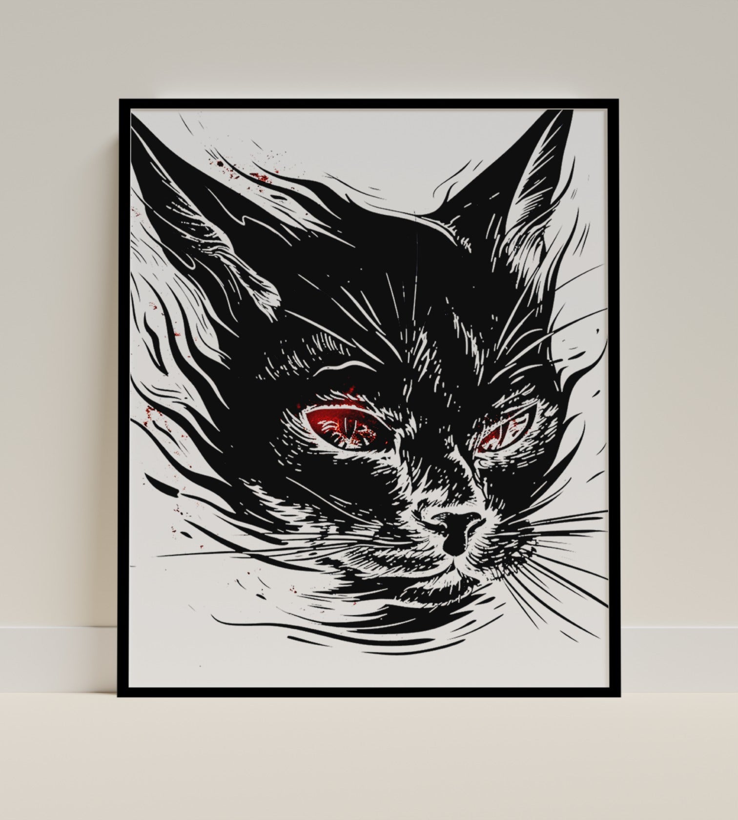 Striking Modern Black Cat Artwork Wall Art Decor