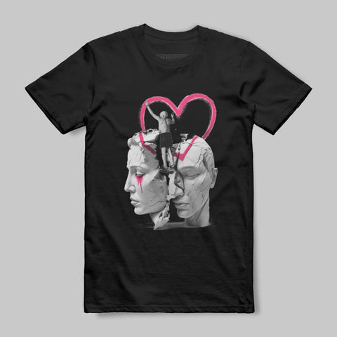 Artistic Heart Sculpture Graphic Print T-shirt