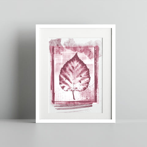 Artistic Pink Leaf Ink Print Framed Wall Art Decor