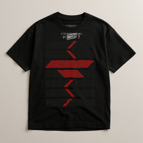 Graphic Red and Black Abstract Design T-Shirt