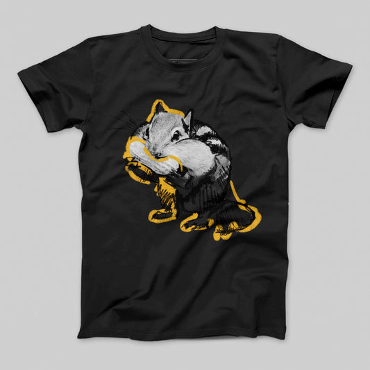 Cute Squirrel Drawing with Yellow Highlights T-shirt