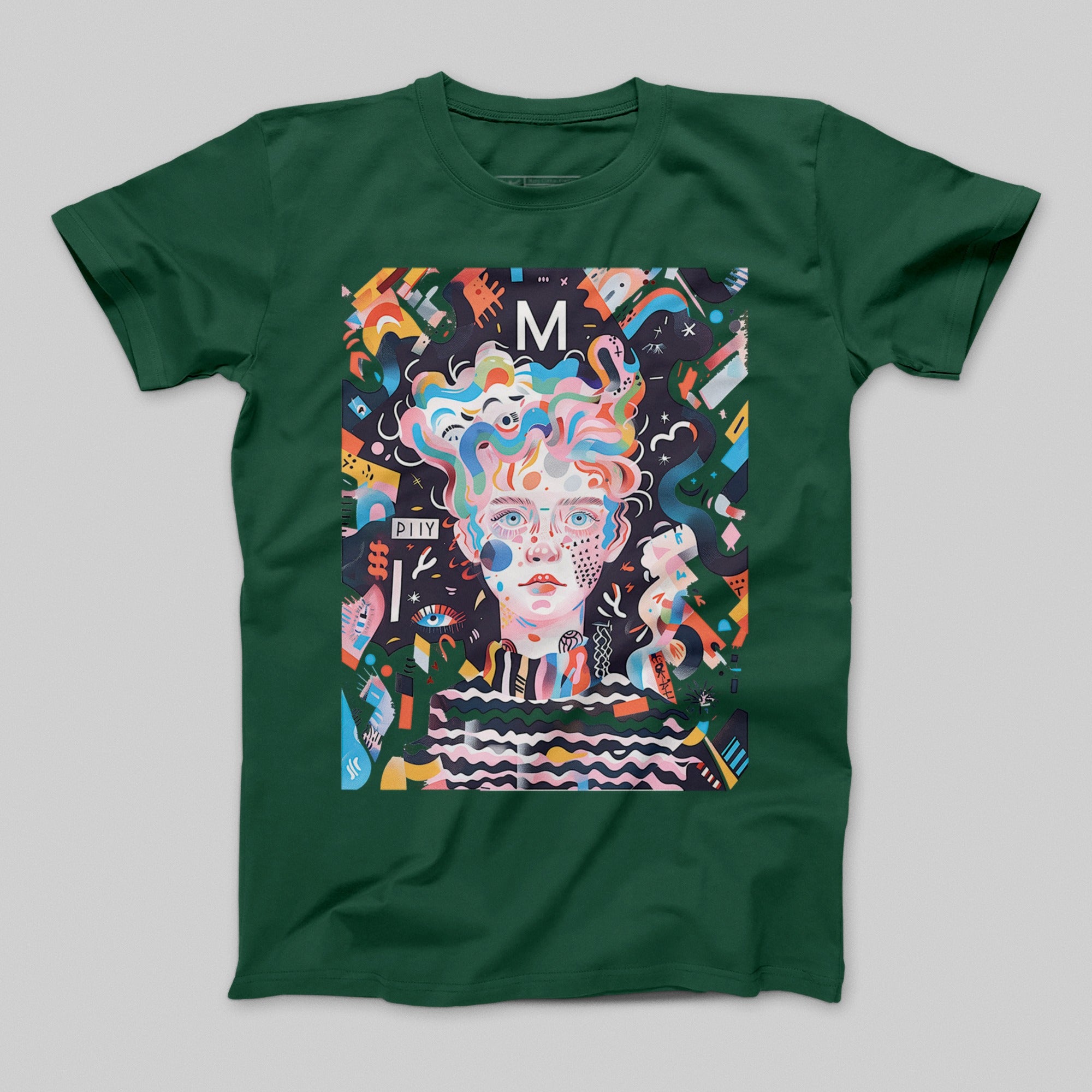 Colorful Abstract Portrait Artwork Graphic T-Shirt