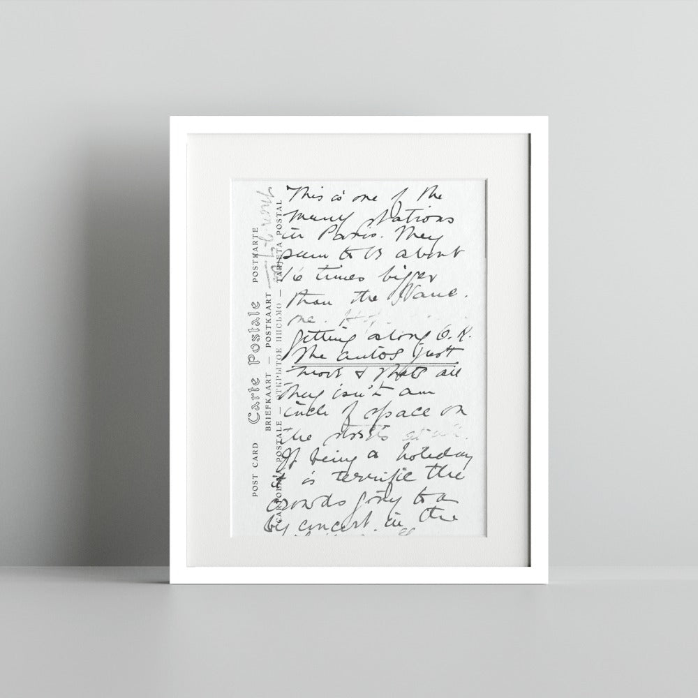 Handwritten Postcard Design Framed Art Print Product