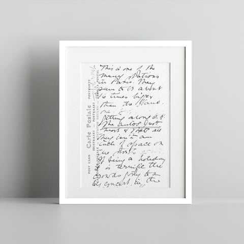 Handwritten Postcard Design Framed Art Print Product