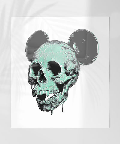 Creepy Skull with Mouse Ears Unique Art Print