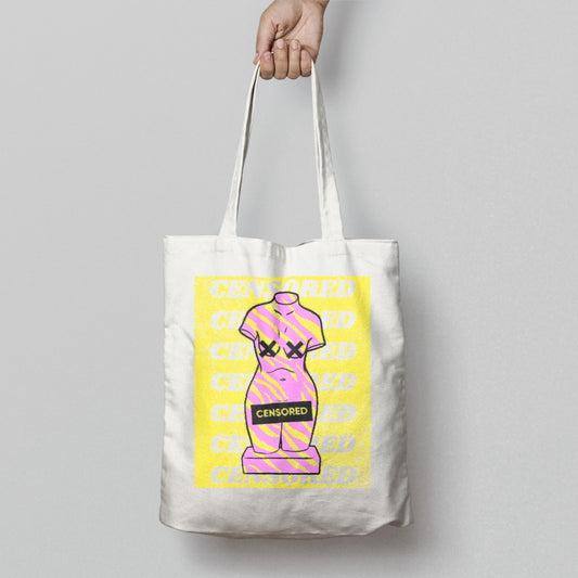 Censored Graphic Art on Tote Bag Unique Design