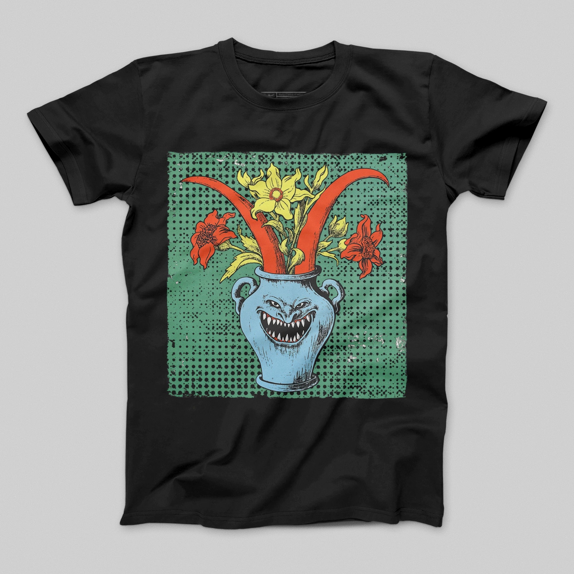 Creepy Smiling Flower Pot Art Graphic T-shirt